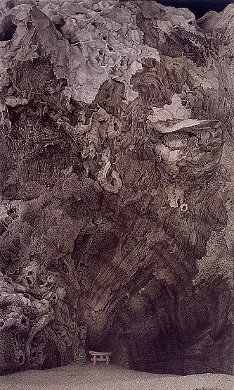 篠田教夫「棘のある休息」1991年 無毒 鉛筆・水彩画 額装済